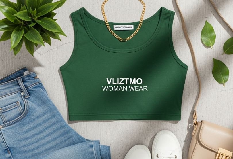 Green Crop Top – Vliztmo Women Wear with White Write-Up - Image 3